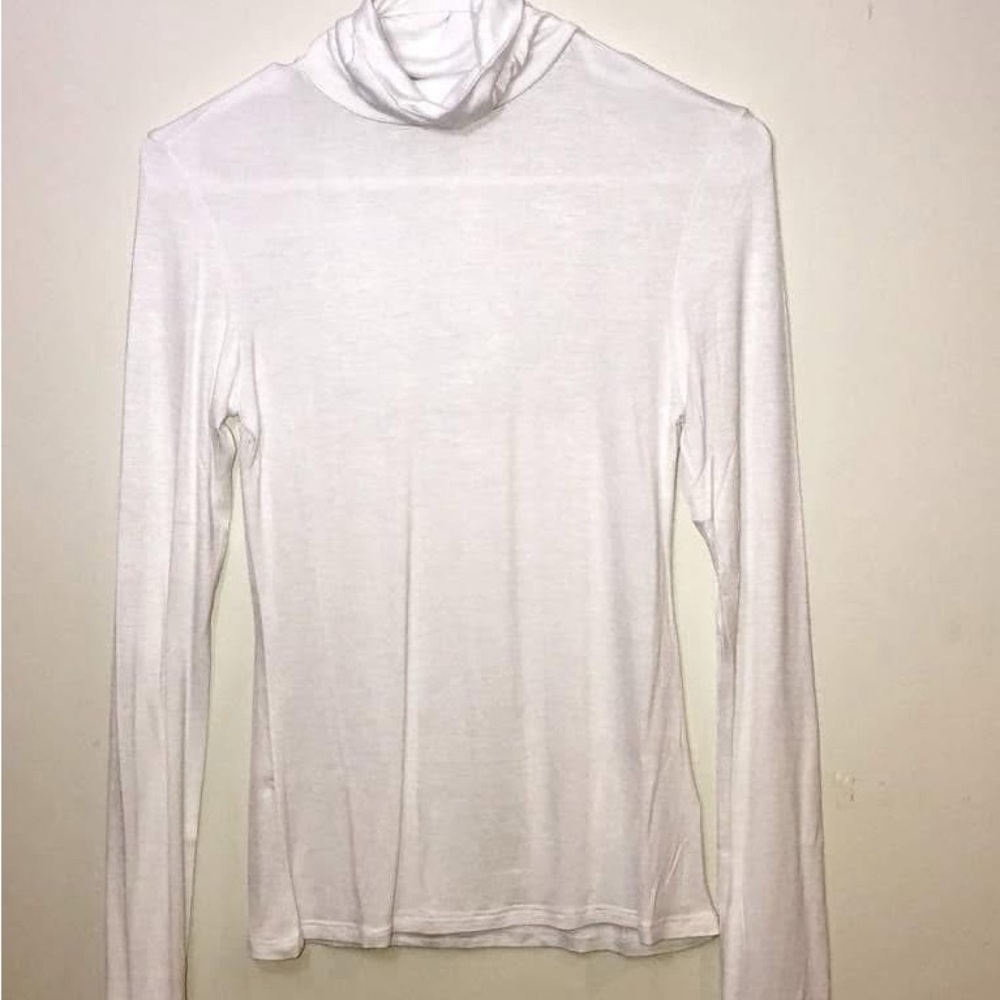 White Turtleneck Long Sleeve Top